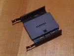 Samsung 840 EVO 250GB SSD mounted in bracket