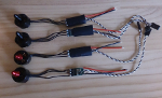 All four DYS BelHeli 20A ESC with EMAX MT1806 brushless motors directly soldered to the ESC